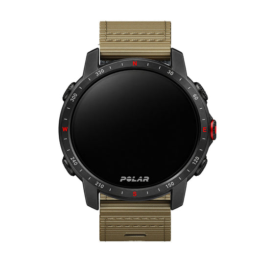 Polar Ribbed Nylon Band with Black Buckle – khaki ribbed nylon band on watch