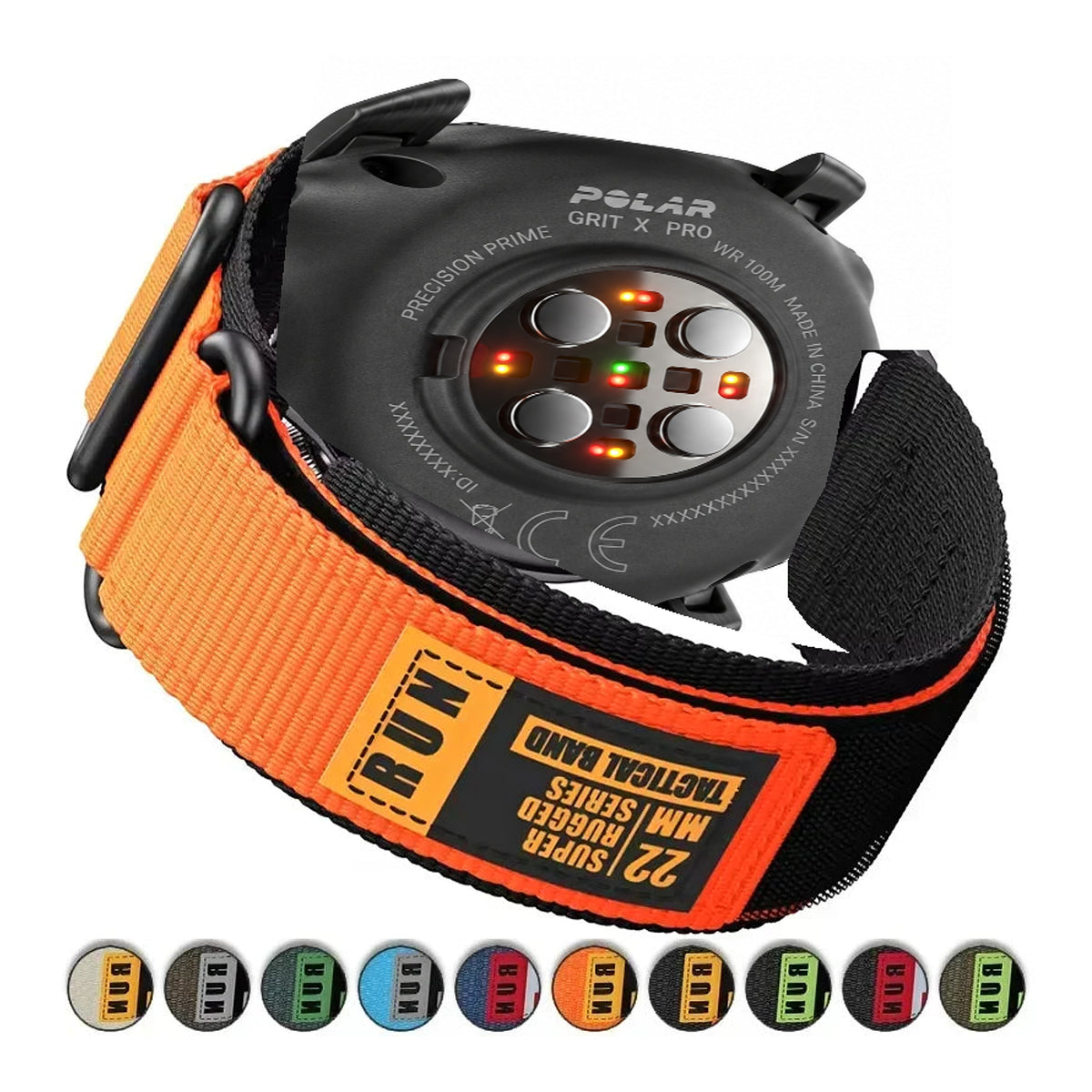 Polar Nylon Hook-and-Loop Band with RUN Label — Color and accent selection