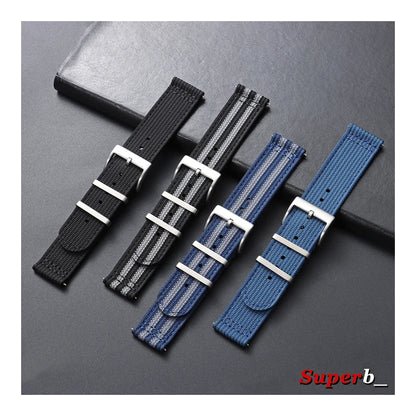 Polar Ribbed Nylon Band with Metal Keepers — Solid and striped color selection