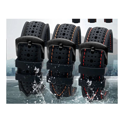 Polar Perforated Silicone Band with Contrast Stitching — Stitching and buckle selection