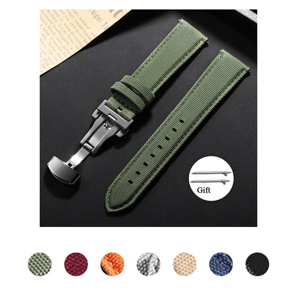 Polar Sailcloth Nylon Watch Band with Butterfly Clasp — Color selection