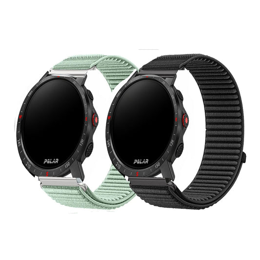 Polar Ribbed Nylon Sport Loop Watch Band — Mint and black nylon loops