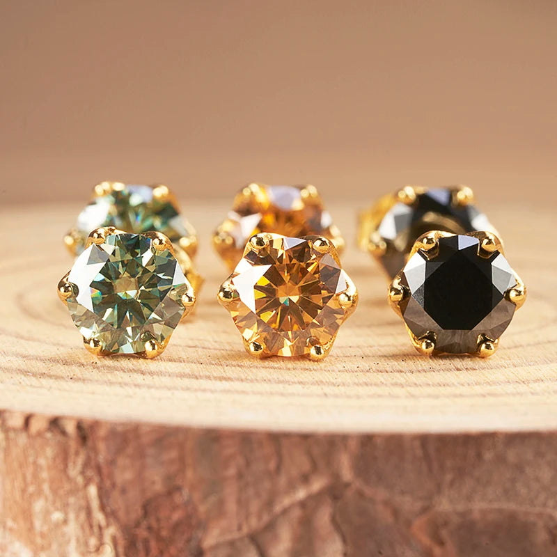 Gold-Tone Colored Moissanite Necklace, Stud Earrings & Ring Set — Stone color comparison