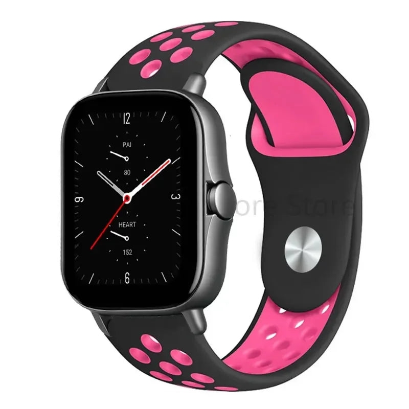 COROS Perforated Two-Tone Silicone Sport Band – Black / Hot Pink