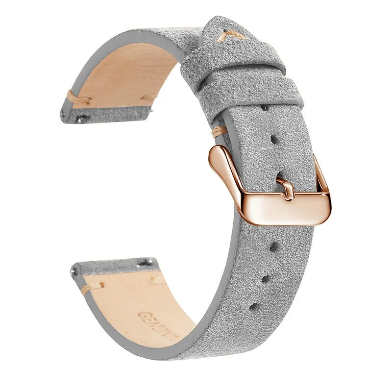 COROS Suede Leather Band with Buckle Color Options – Light Gray / Rose Gold Buckle