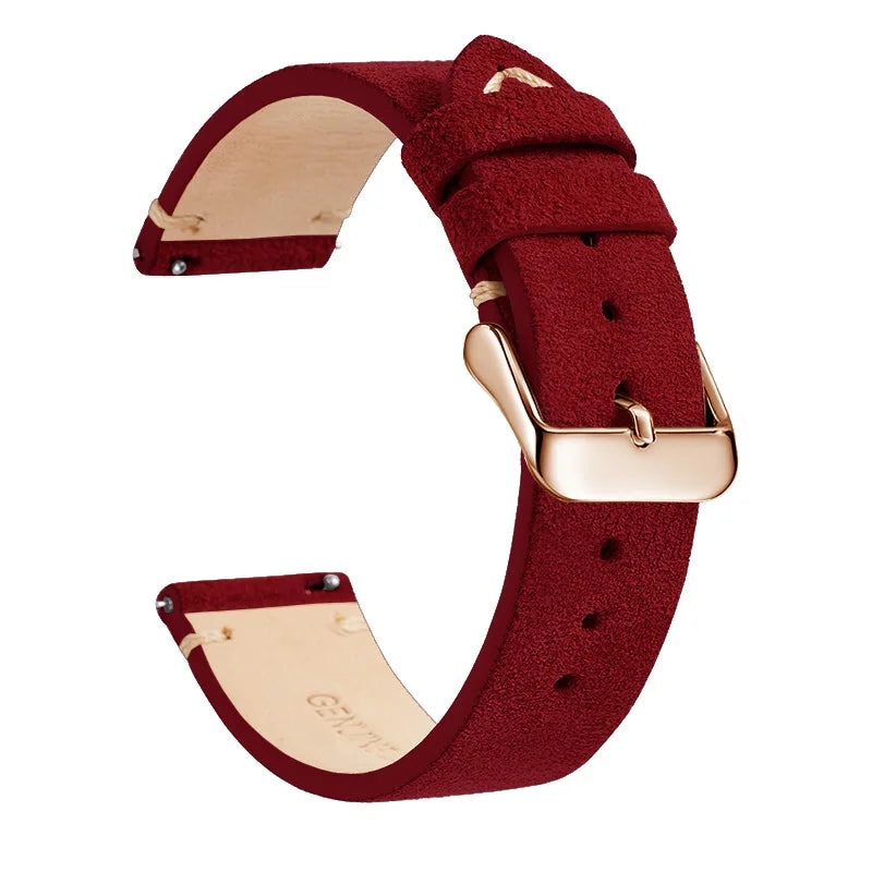 COROS Suede Leather Band with Buckle Color Options – Wine Red / Rose Gold Buckle