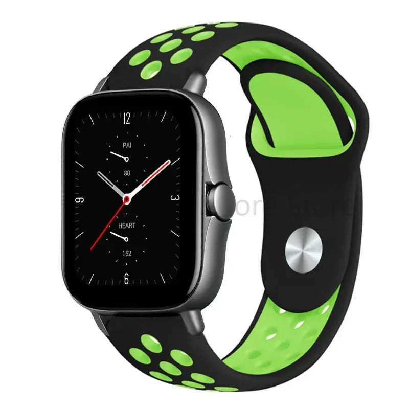 COROS Perforated Two-Tone Silicone Sport Band – Black / Lime Green