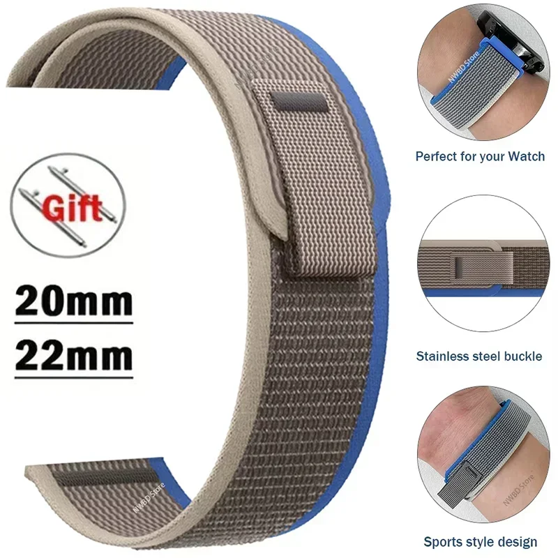 Gray nylon loop with blue edge detail for COROS – BandsCo Straps