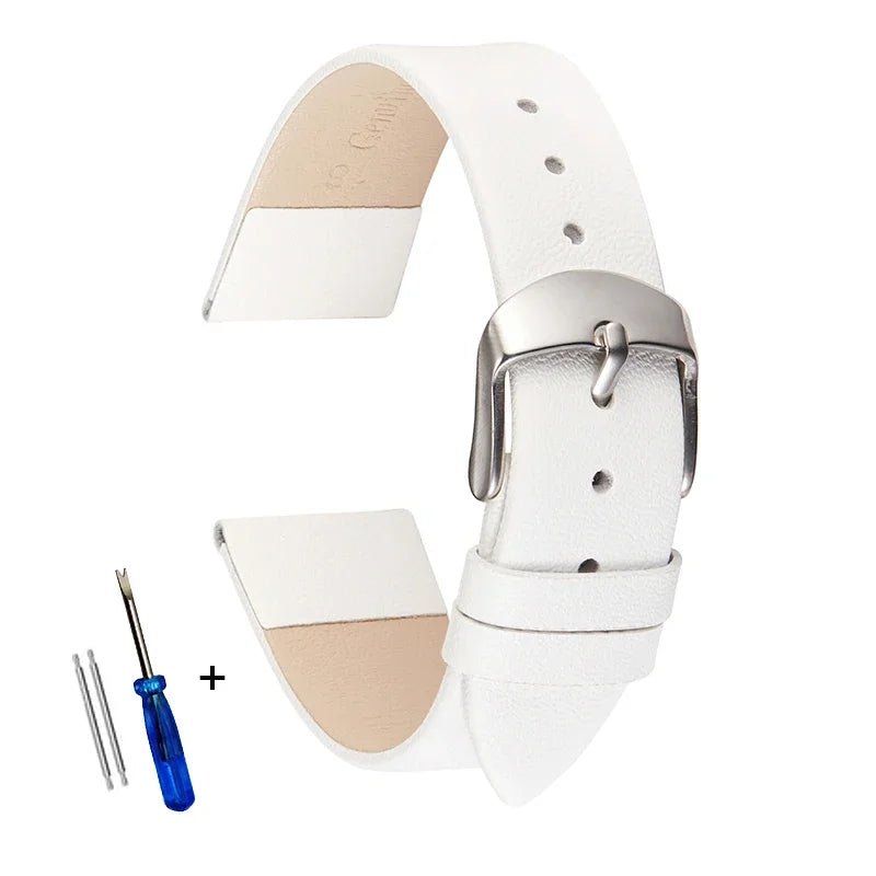 COROS Classic Leather Band with Silver Buckle – White
