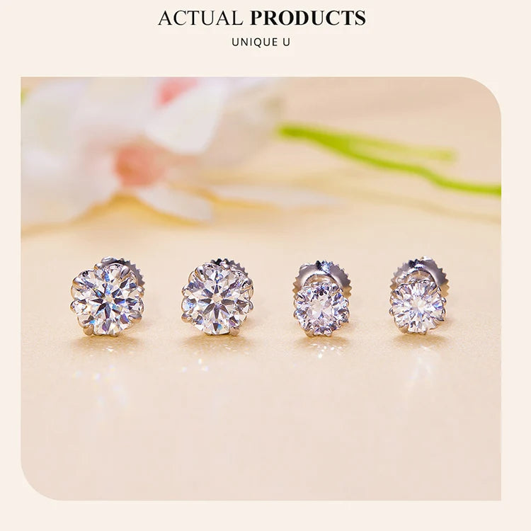 Openwork Moissanite Screw-Back Stud Earrings in Silver — Size comparison