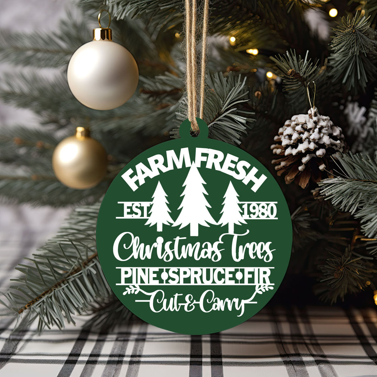 Handcrafted 3D Wooden Christmas Ornaments Farm Fresh Imperfect Set Tree Hanging Holiday Decor — white