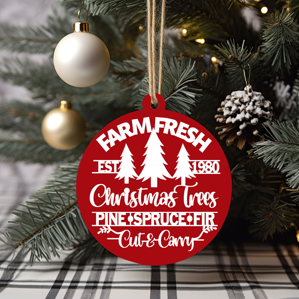 Handcrafted 3D Wooden Christmas Ornaments Farm Fresh Imperfect Set Tree Hanging Holiday Decor — white