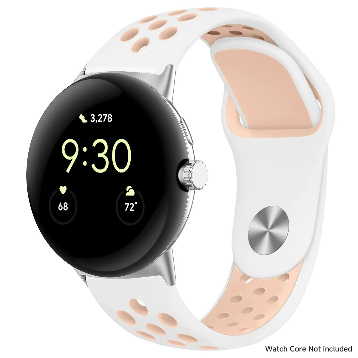 White and peach perforated band with silver connectors