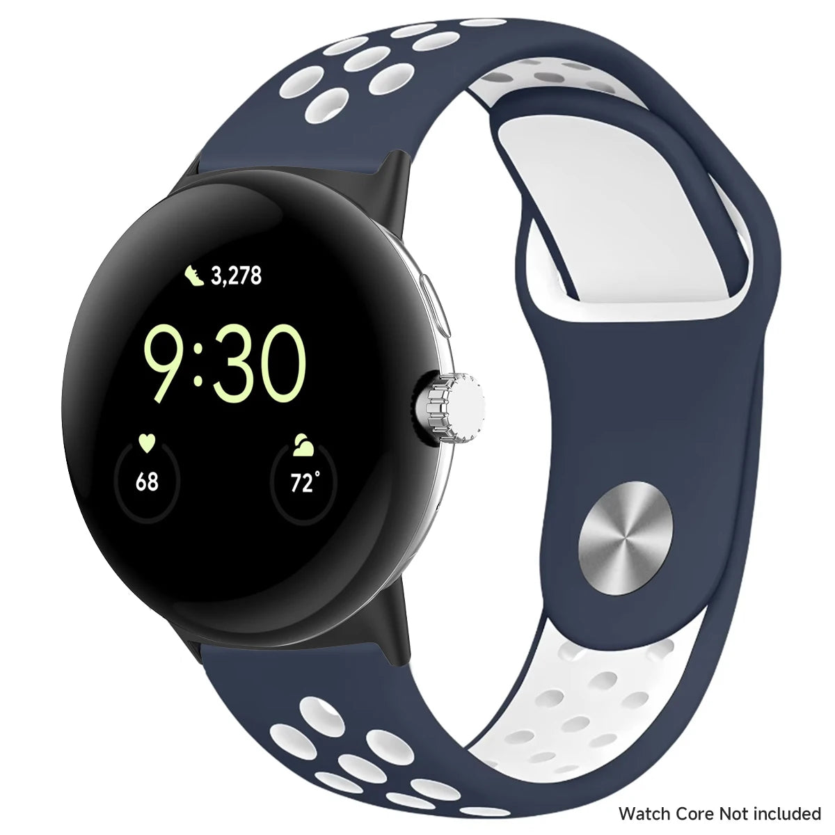 Navy and white perforated band with silver connectors