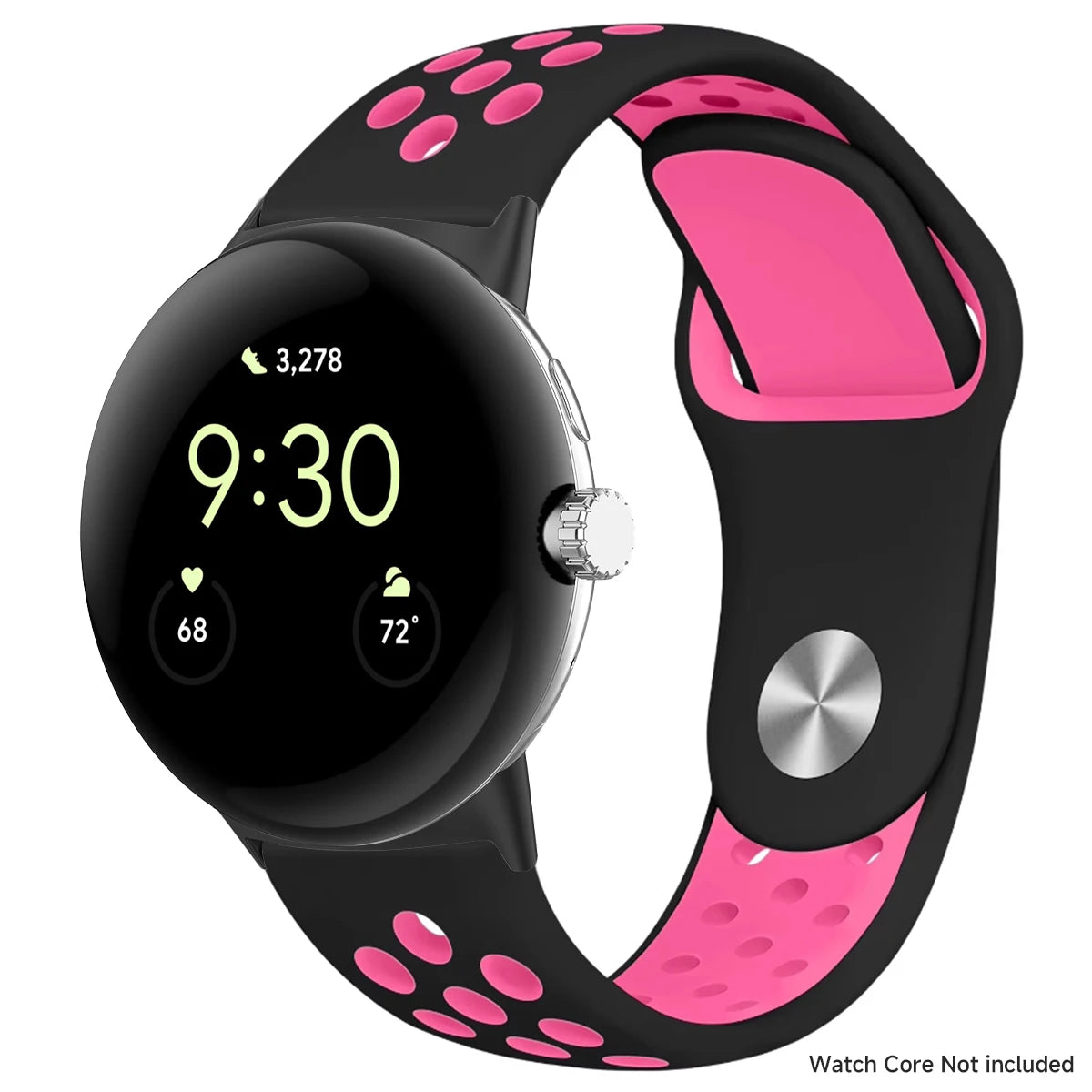 Black and hot pink perforated band with black connectors