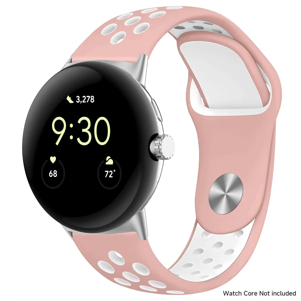 Pink and white perforated band with silver connectors