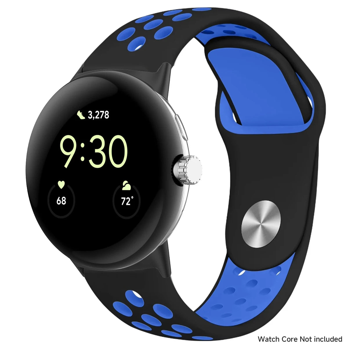 Black and royal blue perforated band with black connectors