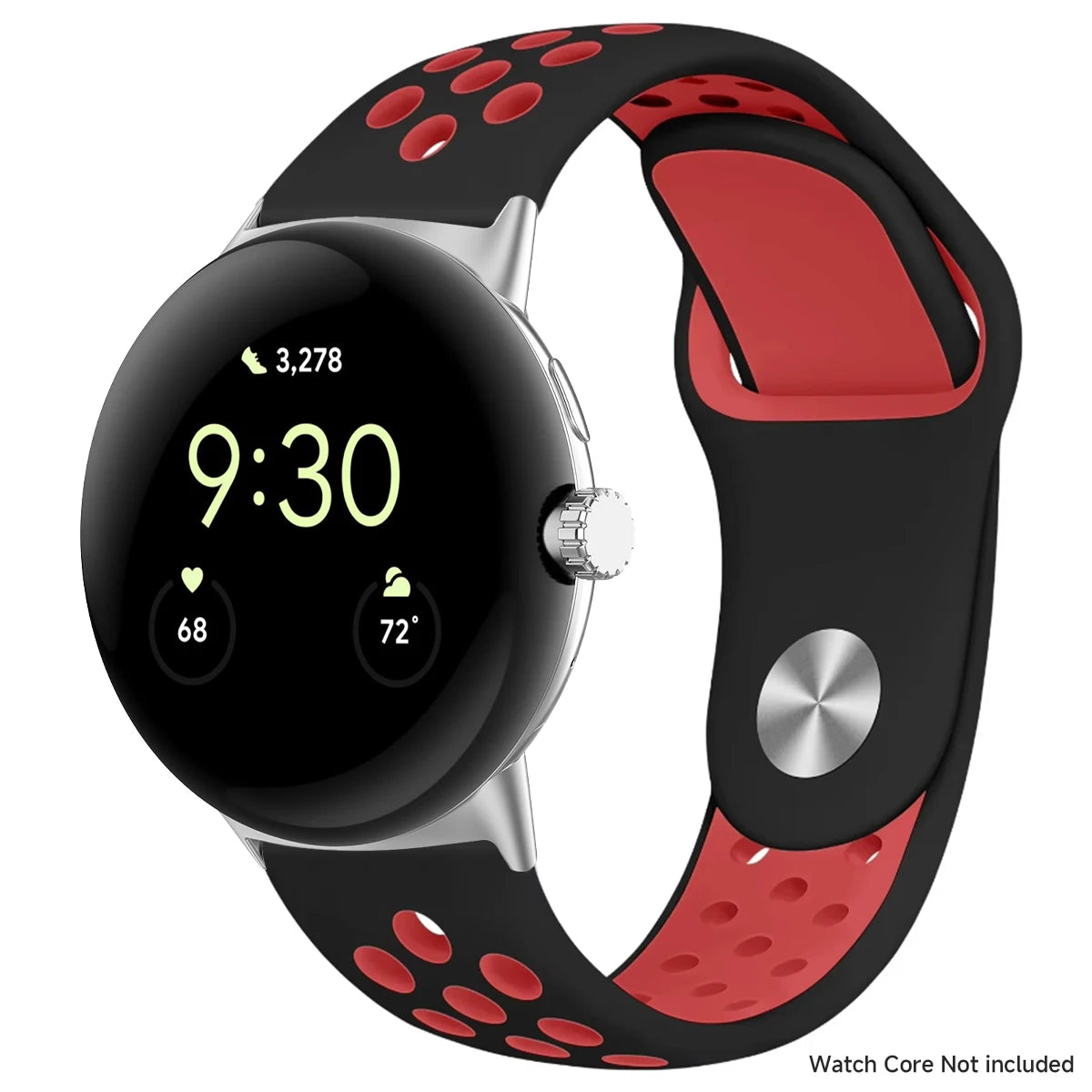 Black and red perforated band with black connectors