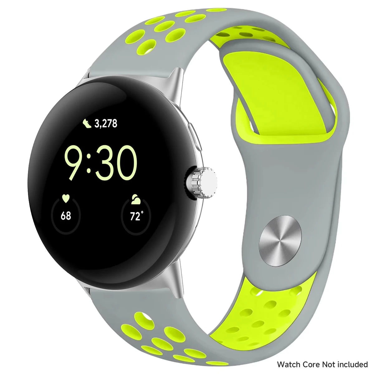 Gray and lime perforated band with silver connectors