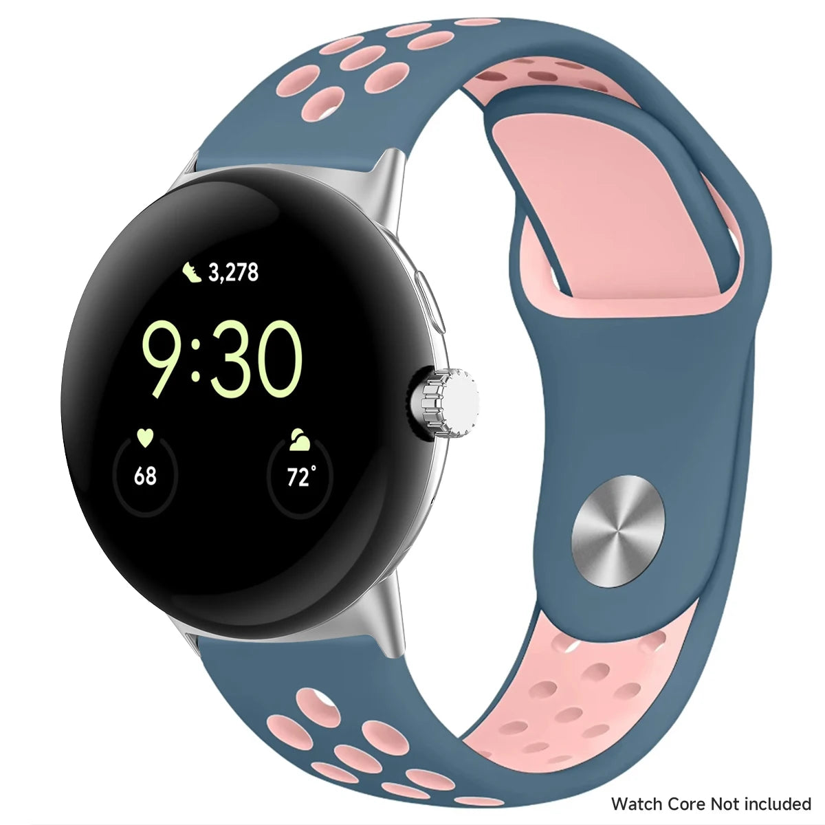 Slate blue and pink perforated band with silver connectors