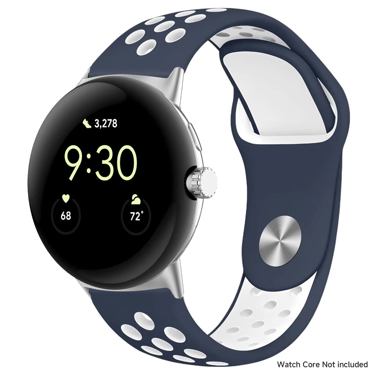 Navy and white perforated band with silver connectors