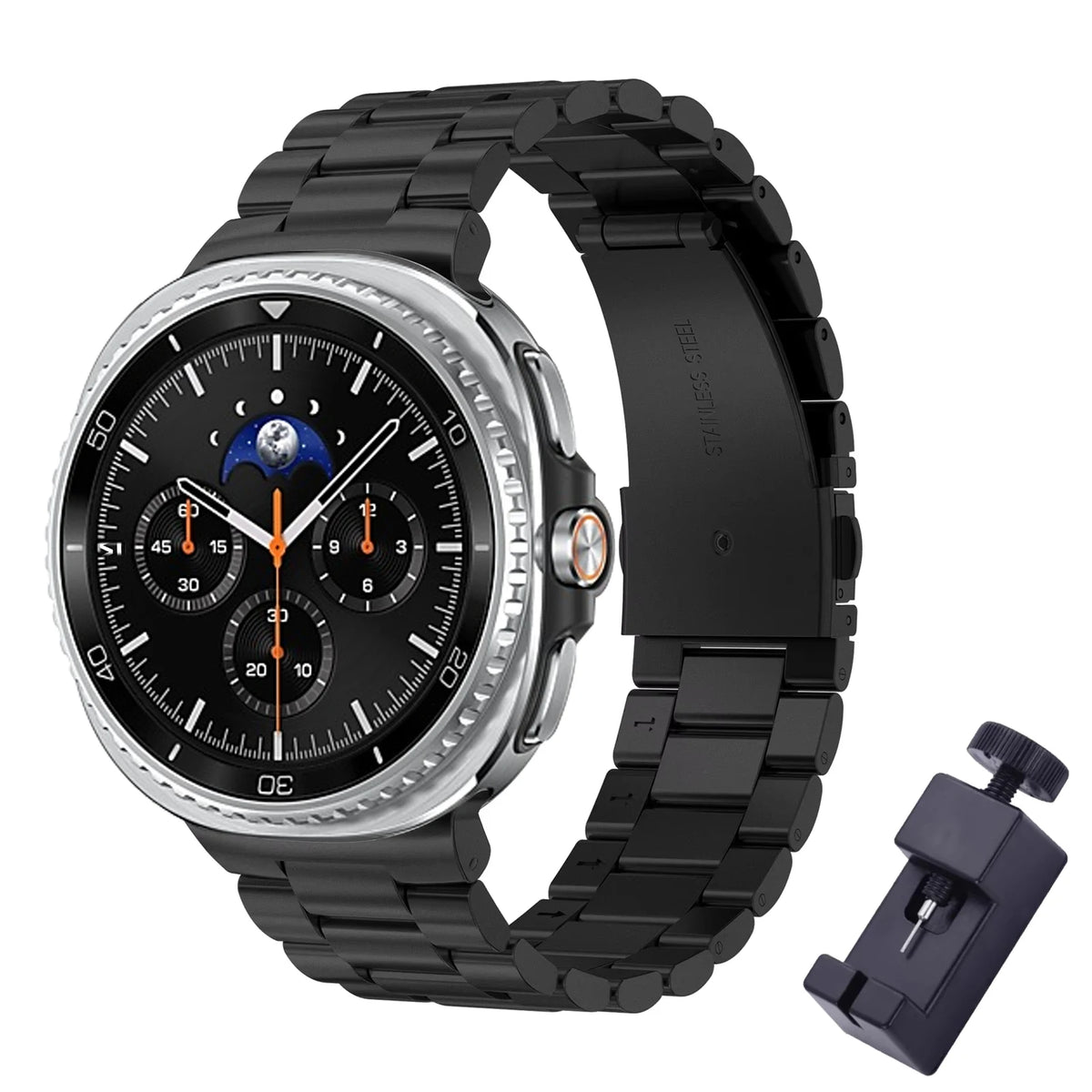 Galaxy Watch8, Watch8 Classic & Watch9 Steel Link Band in Black / With Tool
