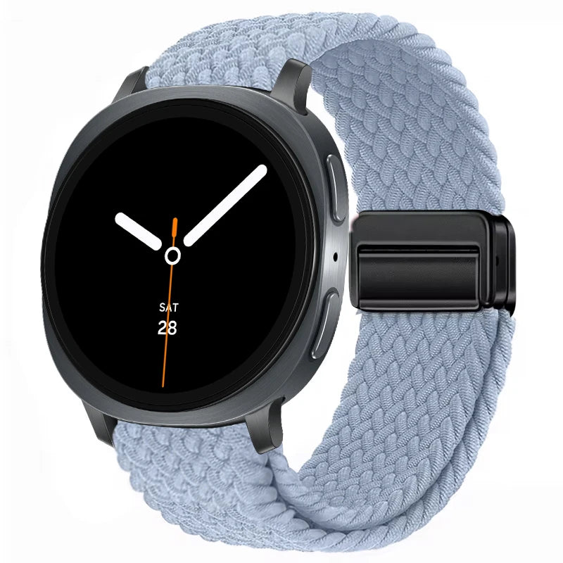 Braided Nylon Clasp Band in Light Blue / Black Clasp for Samsung Galaxy Watch8, Watch8 Classic and Watch9