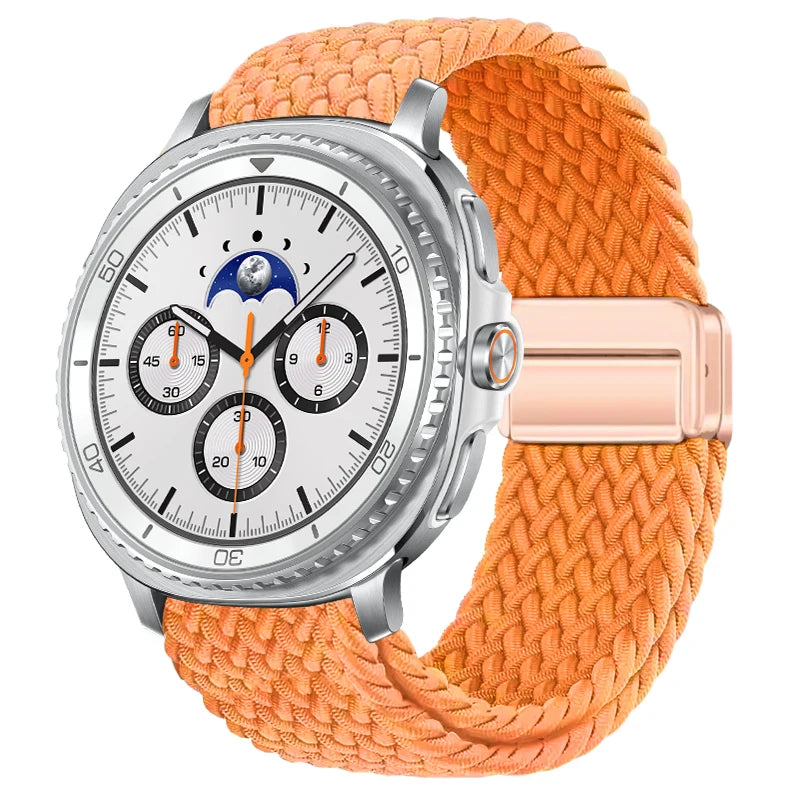 Braided Nylon Clasp Band in Orange / Rose Gold Clasp for Samsung Galaxy Watch8, Watch8 Classic and Watch9