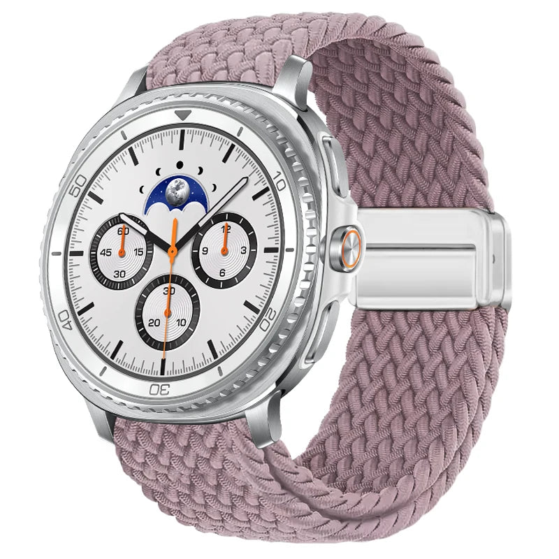 Braided Nylon Clasp Band in Mauve / Silver Clasp for Samsung Galaxy Watch8, Watch8 Classic and Watch9
