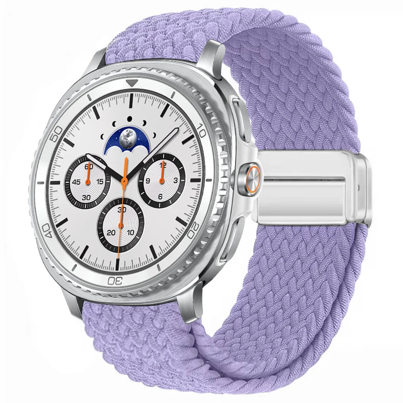 Braided Nylon Clasp Band in Light Lavender / Silver Clasp for Samsung Galaxy Watch8, Watch8 Classic and Watch9