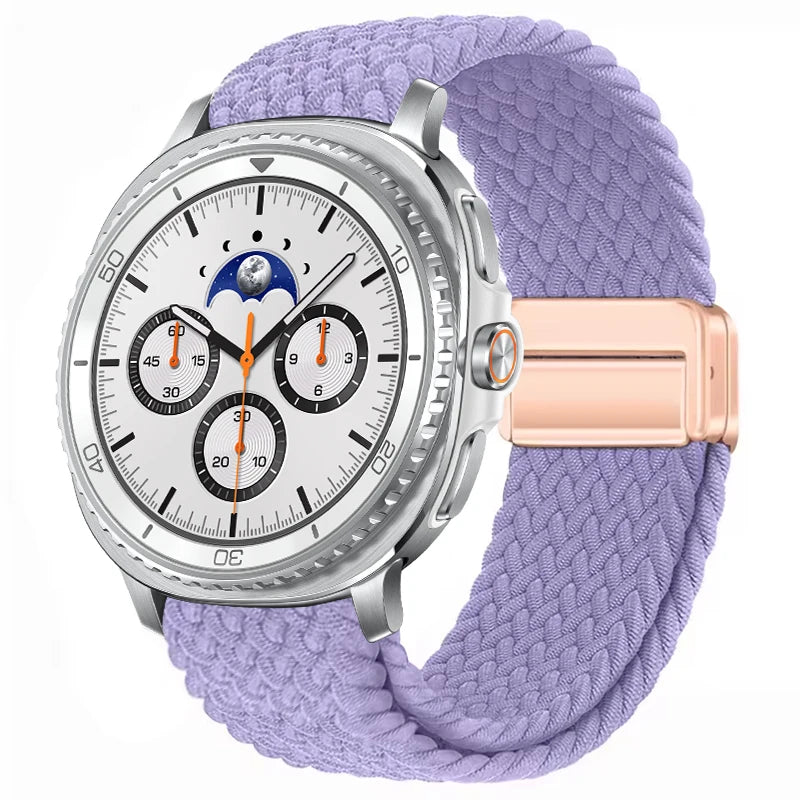 Braided Nylon Clasp Band in Lavender / Rose Gold Clasp for Samsung Galaxy Watch8, Watch8 Classic and Watch9