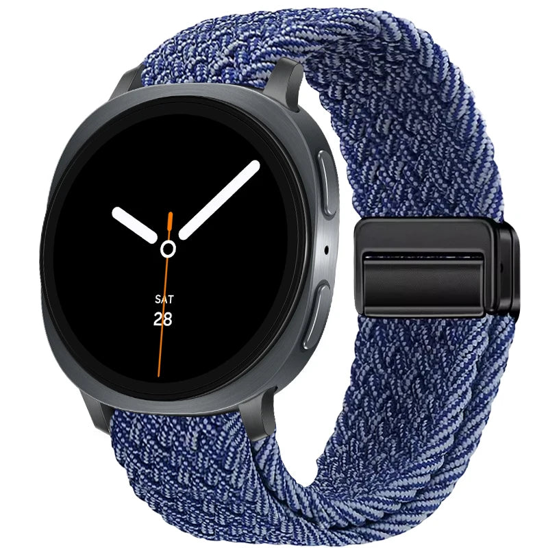Braided Nylon Clasp Band in Blue Marled / Black Clasp for Samsung Galaxy Watch8, Watch8 Classic and Watch9