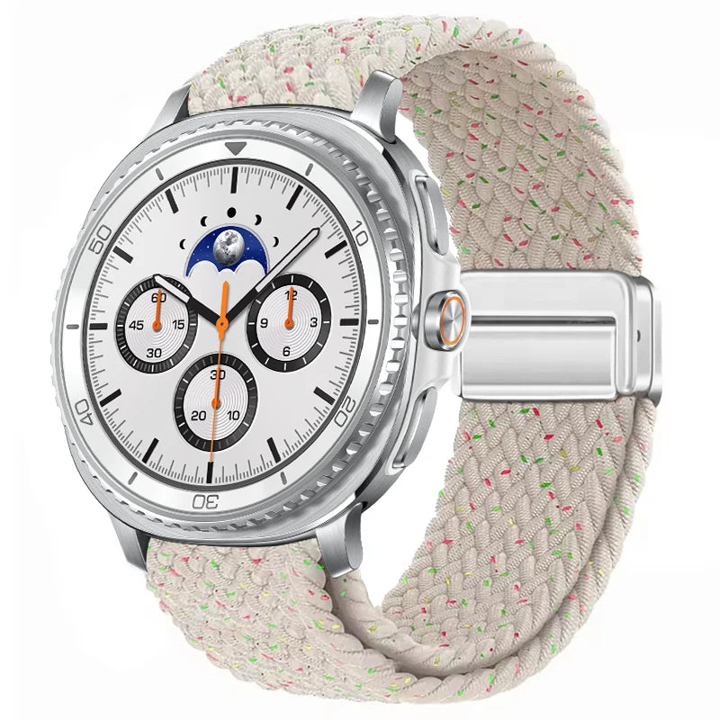 Braided Nylon Clasp Band in Starlight Speckled / Silver Clasp for Samsung Galaxy Watch8, Watch8 Classic and Watch9