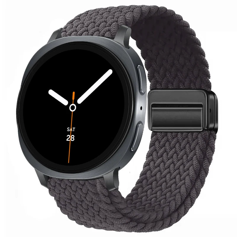 Braided Nylon Clasp Band in Charcoal / Black Clasp for Samsung Galaxy Watch8, Watch8 Classic and Watch9