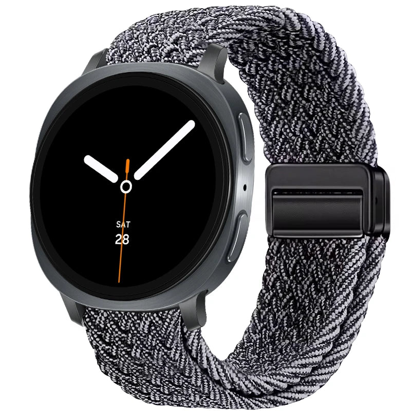 Braided Nylon Clasp Band in Gray Marled / Black Clasp for Samsung Galaxy Watch8, Watch8 Classic and Watch9