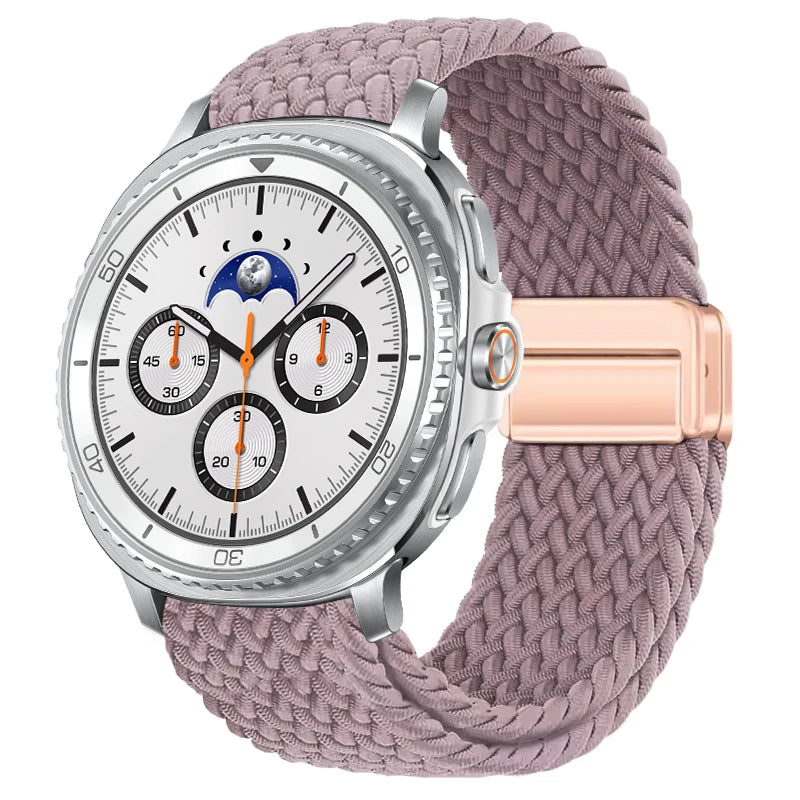 Braided Nylon Clasp Band in Mauve / Rose Gold Clasp for Samsung Galaxy Watch8, Watch8 Classic and Watch9