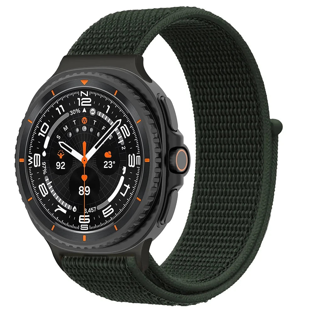 Nylon Hook-and-Loop Band in Army Green for Samsung Galaxy Watch8, Watch8 Classic and Watch9
