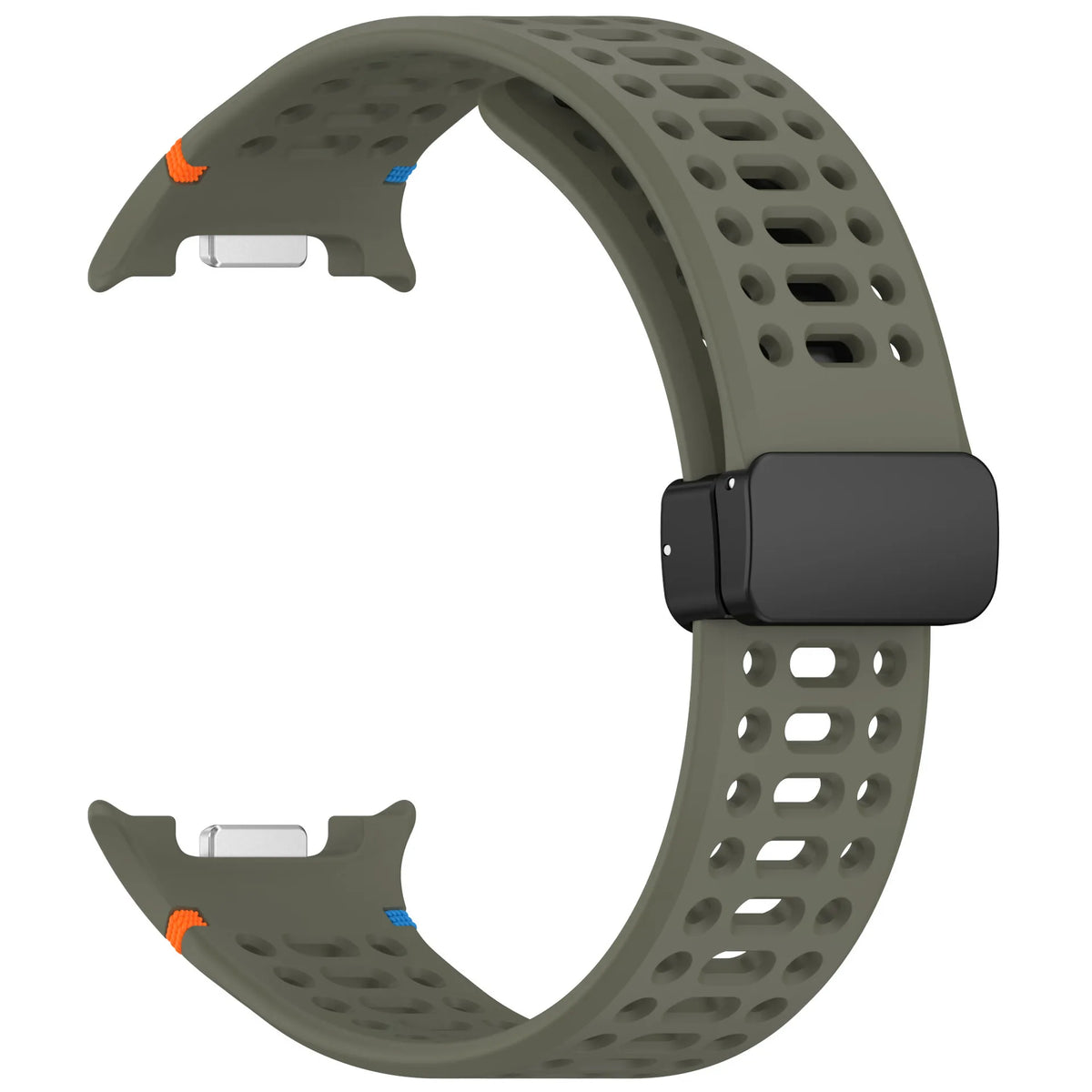 Galaxy Watch8, Watch8 Classic & Watch9 Perforated Silicone Band in Army Green