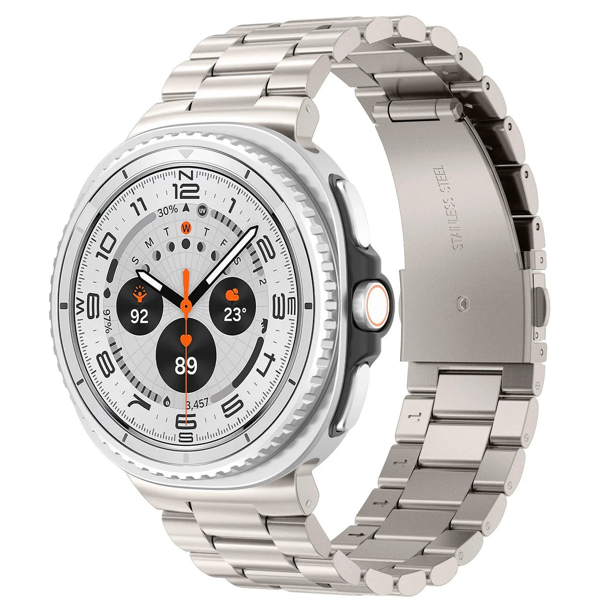 Galaxy Watch8, Watch8 Classic & Watch9 Steel Link Band in Titanium Gray