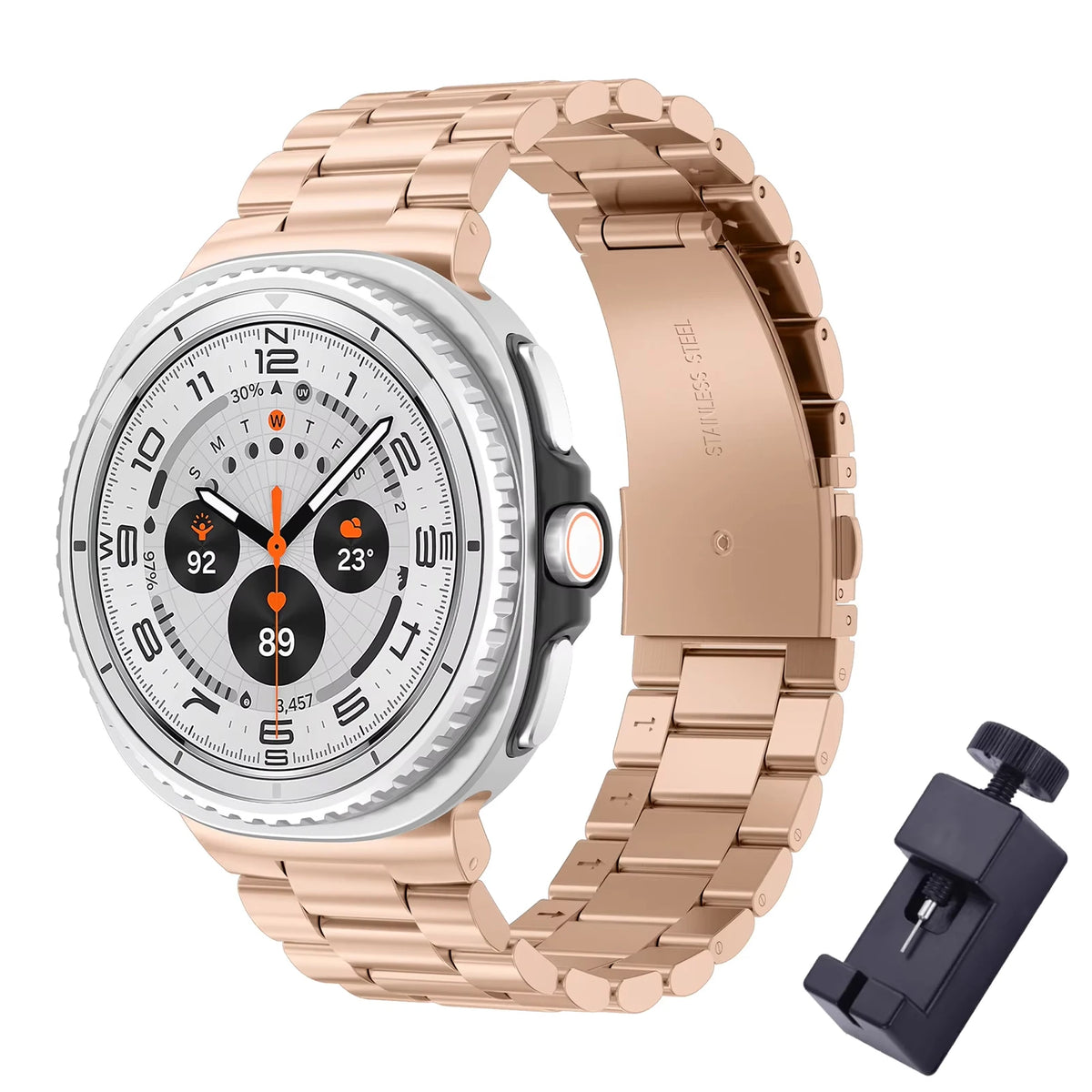 Galaxy Watch8, Watch8 Classic & Watch9 Steel Link Band in Rose Gold / With Tool