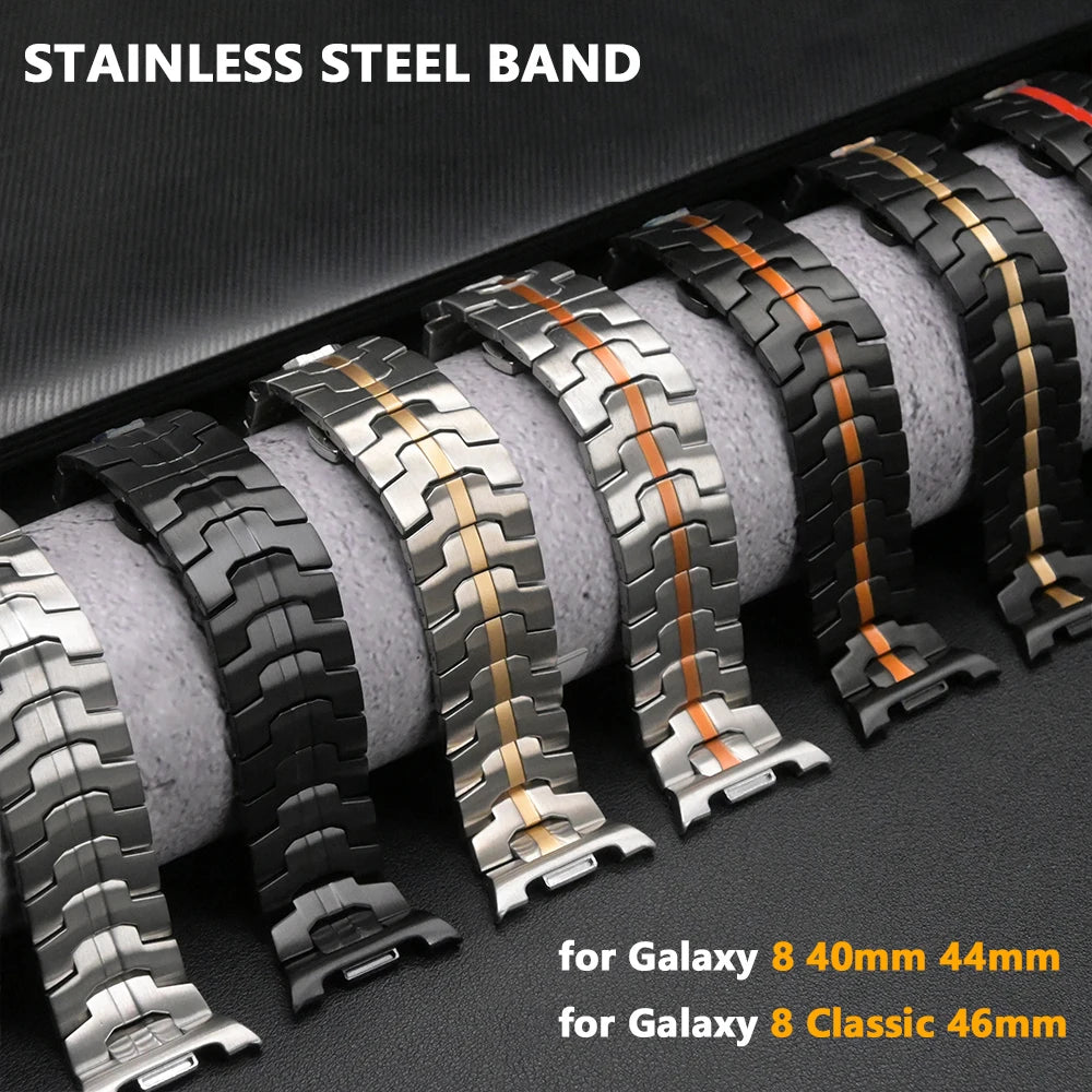 Steel link band finish comparison for Samsung Galaxy Watch8, Watch8 Classic and Watch9