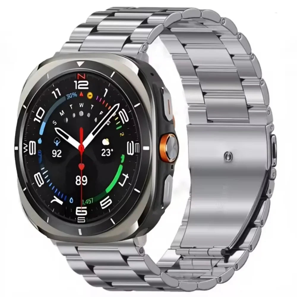 Three-Row Steel Band with Color Center in Titanium Gray for Samsung Galaxy Watch8, Watch8 Classic and Watch9