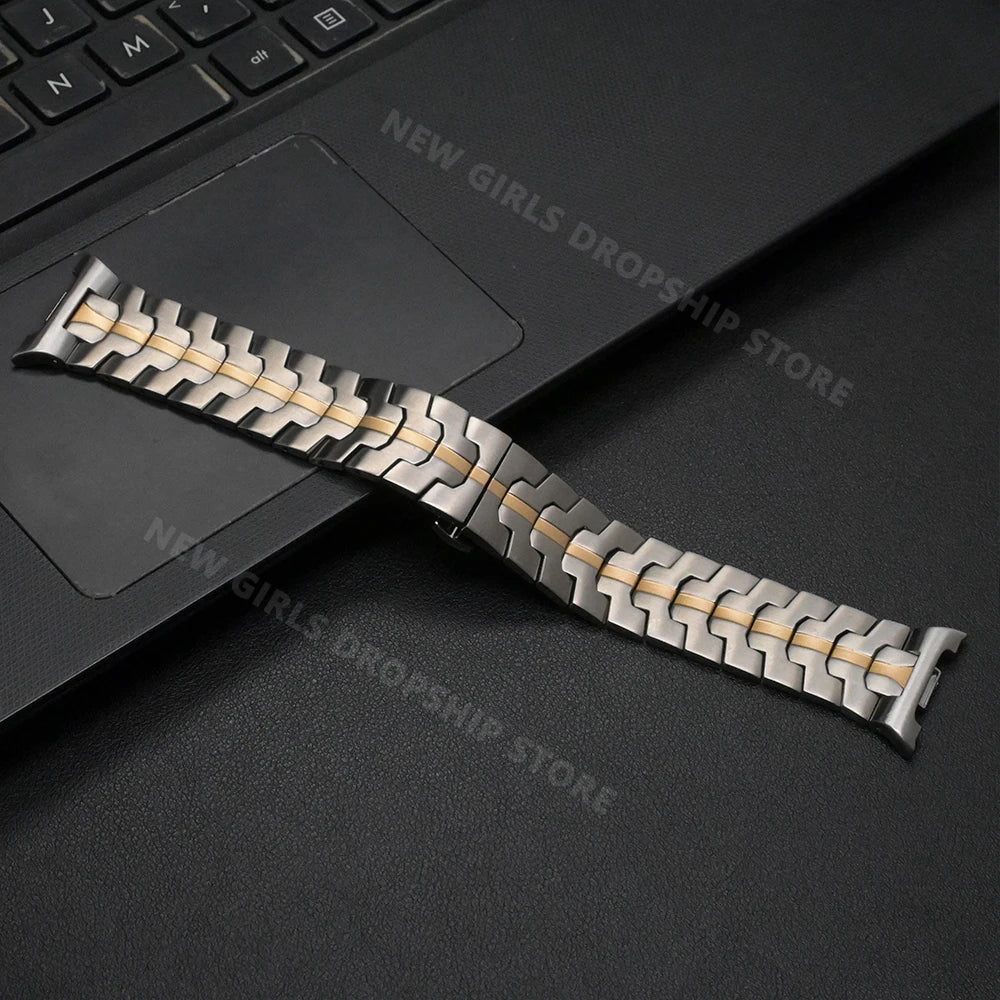 Slim-Stripe Stainless Steel Band in Silver / Gold Stripe for Samsung Galaxy Watch8, Watch8 Classic and Watch9