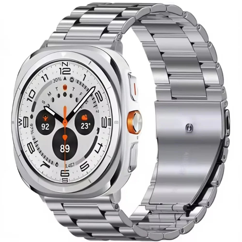 Three-Row Steel Band with Color Center in Silver for Samsung Galaxy Watch8, Watch8 Classic and Watch9