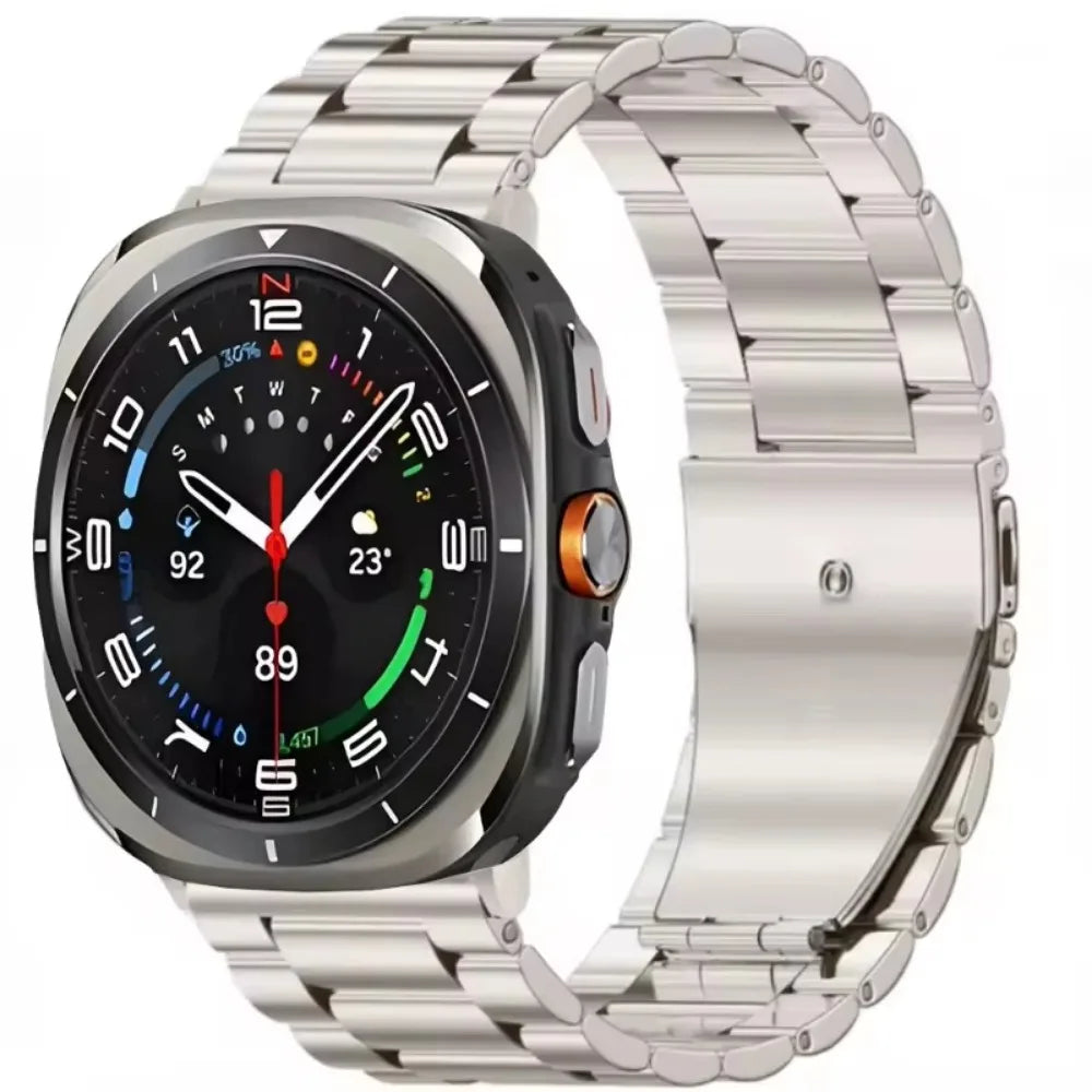 Three-Row Steel Band with Color Center in Starlight for Samsung Galaxy Watch8, Watch8 Classic and Watch9