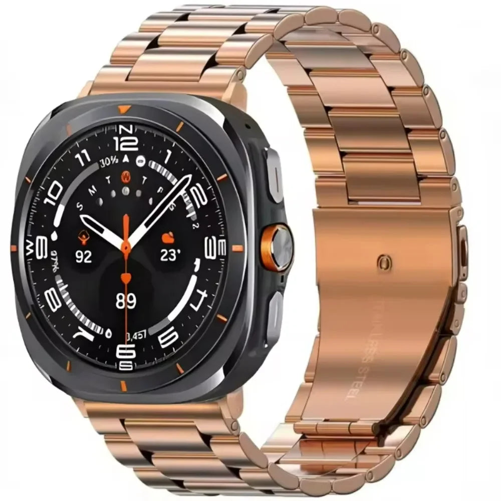 Three-Row Steel Band with Color Center in Rose Gold for Samsung Galaxy Watch8, Watch8 Classic and Watch9