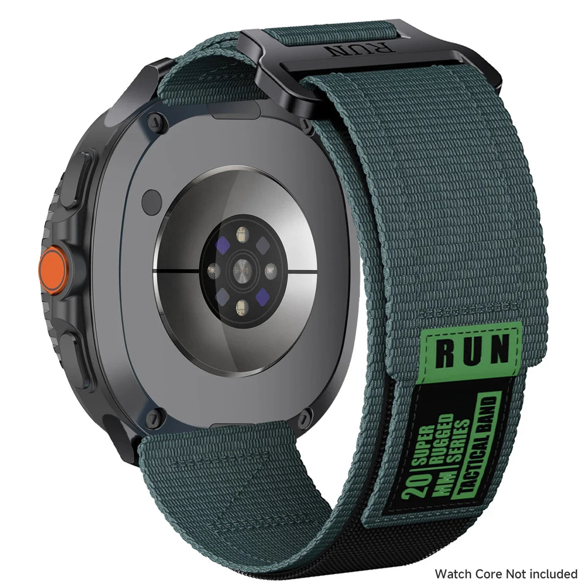 RUN Nylon Hook-and-Loop Band in Blue Green / Green Label for Samsung Galaxy Watch8, Watch8 Classic and Watch9