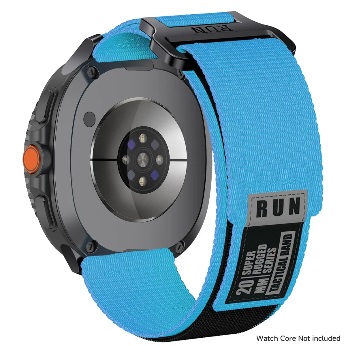 RUN Nylon Hook-and-Loop Band in Sky Blue / Gray Label for Samsung Galaxy Watch8, Watch8 Classic and Watch9
