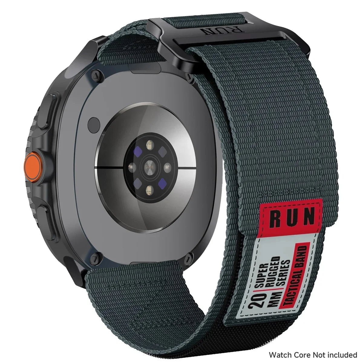 RUN Nylon Hook-and-Loop Band in Deep Blue / Red Label for Samsung Galaxy Watch8, Watch8 Classic and Watch9