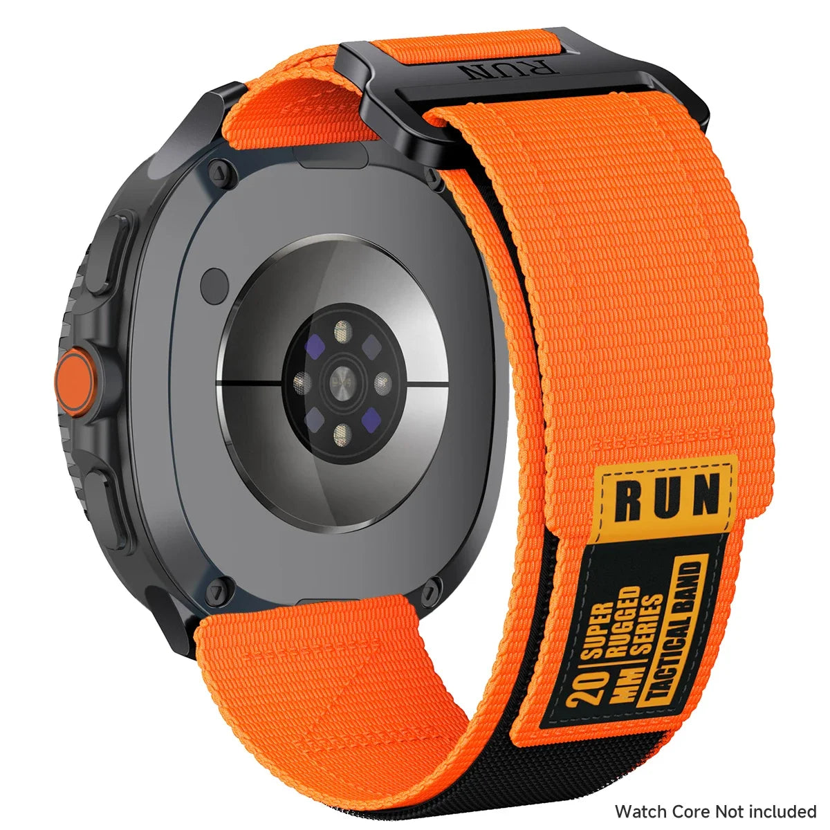 RUN Nylon Hook-and-Loop Band in Orange / Orange Label for Samsung Galaxy Watch8, Watch8 Classic and Watch9